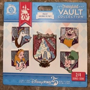 Disneyland 70th Vault Collection Series 2/4 5 Pin Limited Edition Set